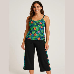 Women's Hanna Nikole Tankini Set Size 2X Black Multi-color